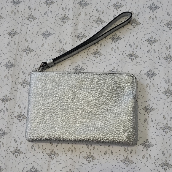 Coach Bags Coach Crossgrain Metallic Silver Wristlet Poshmark